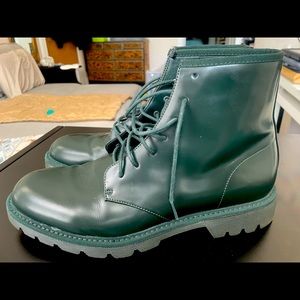 Calvin Klein green leather boots